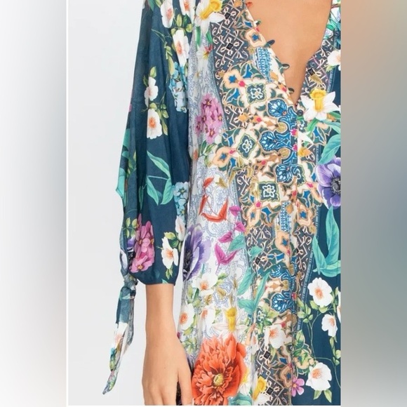 🆕 Johnny Was California Sunrise Surf Silk Blend Swim Resort Cover-Up Long Dress - Picture 4 of 10